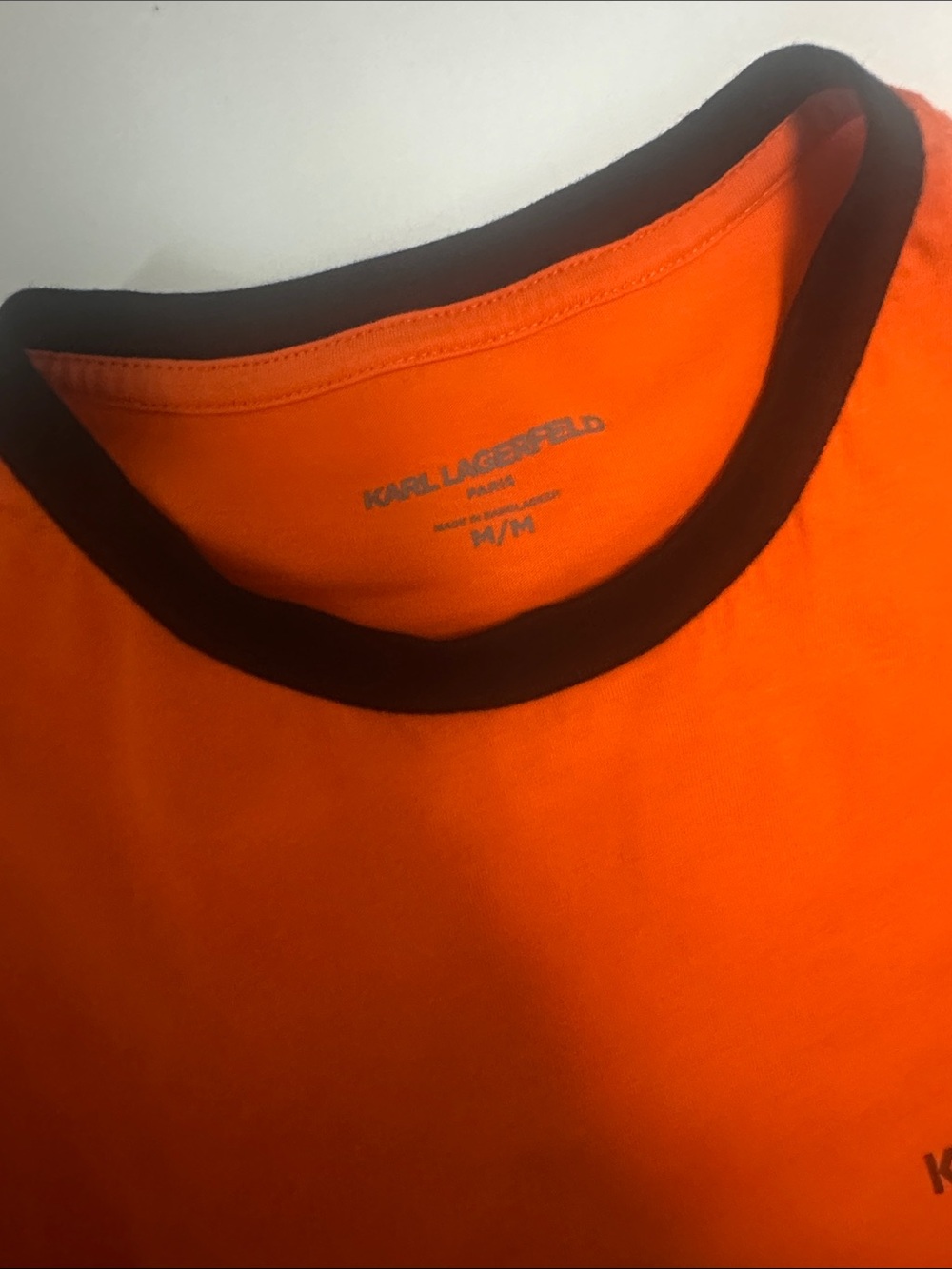 Karl Lagerfeld Orange T-Shirt with Black Trim - Picture 2 of 5